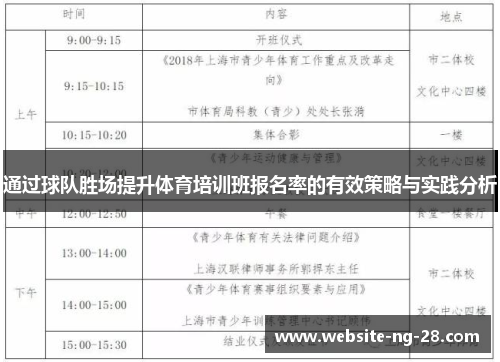 通过球队胜场提升体育培训班报名率的有效策略与实践分析 通过球队胜场提升体育培训班报名率的有效策略与实践分析